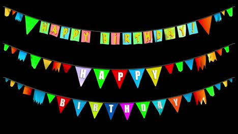 birthday party garland set with alpha channel mask in 4k