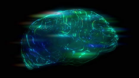 particle simulation visualizing brain activity, digital neuronal connections flashing