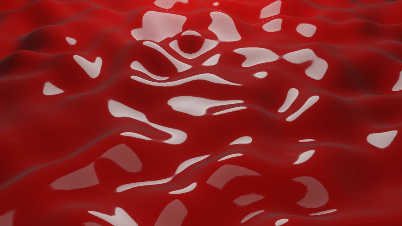 Red abstract liquid surface with white reflections. Minimal 3d render motion graphic animated background