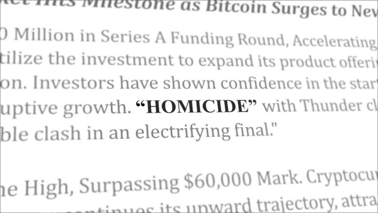 Homicide news headline in different articles