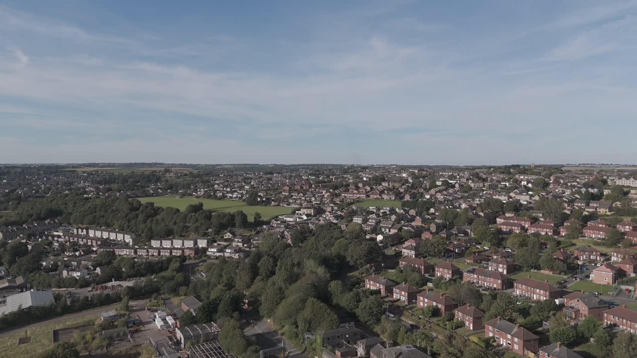 Gloomy Industrial housing in the UK, Council built red brick houses, Housing Moorside estate in the rundown Yorkshire town of Dewsbury, the country’s most infamous council estate