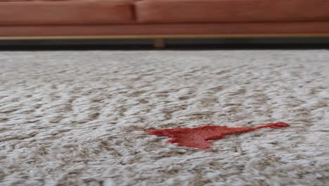 tomato paste stain on a light beige carpet