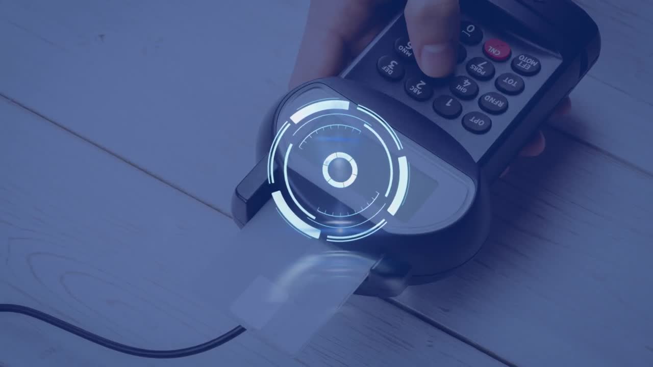 animación del escaneo de alcance sobre el terminal de pago