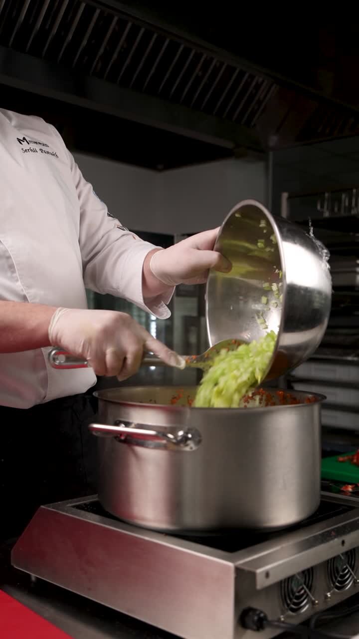 Chef preparing a vegetable soup