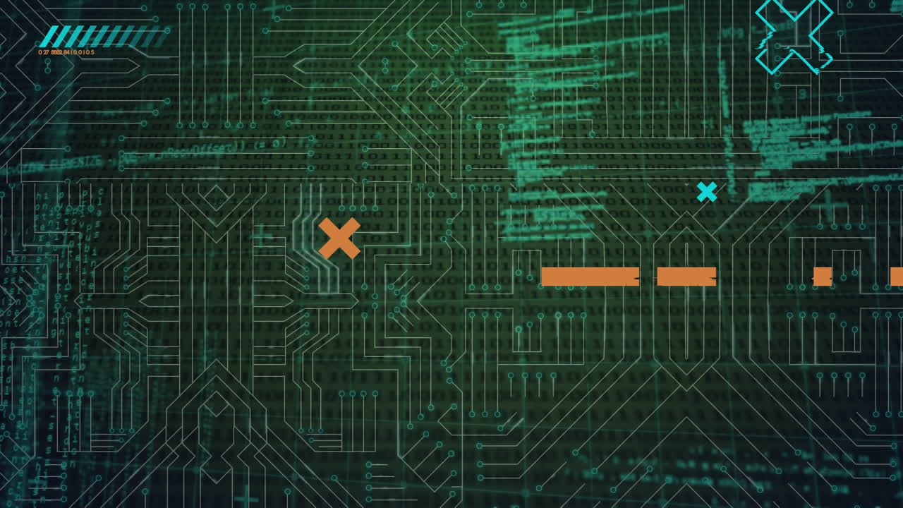 animación de formas y placas de circuitos informáticos sobre procesamiento de datos