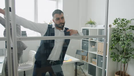 office workers dancing