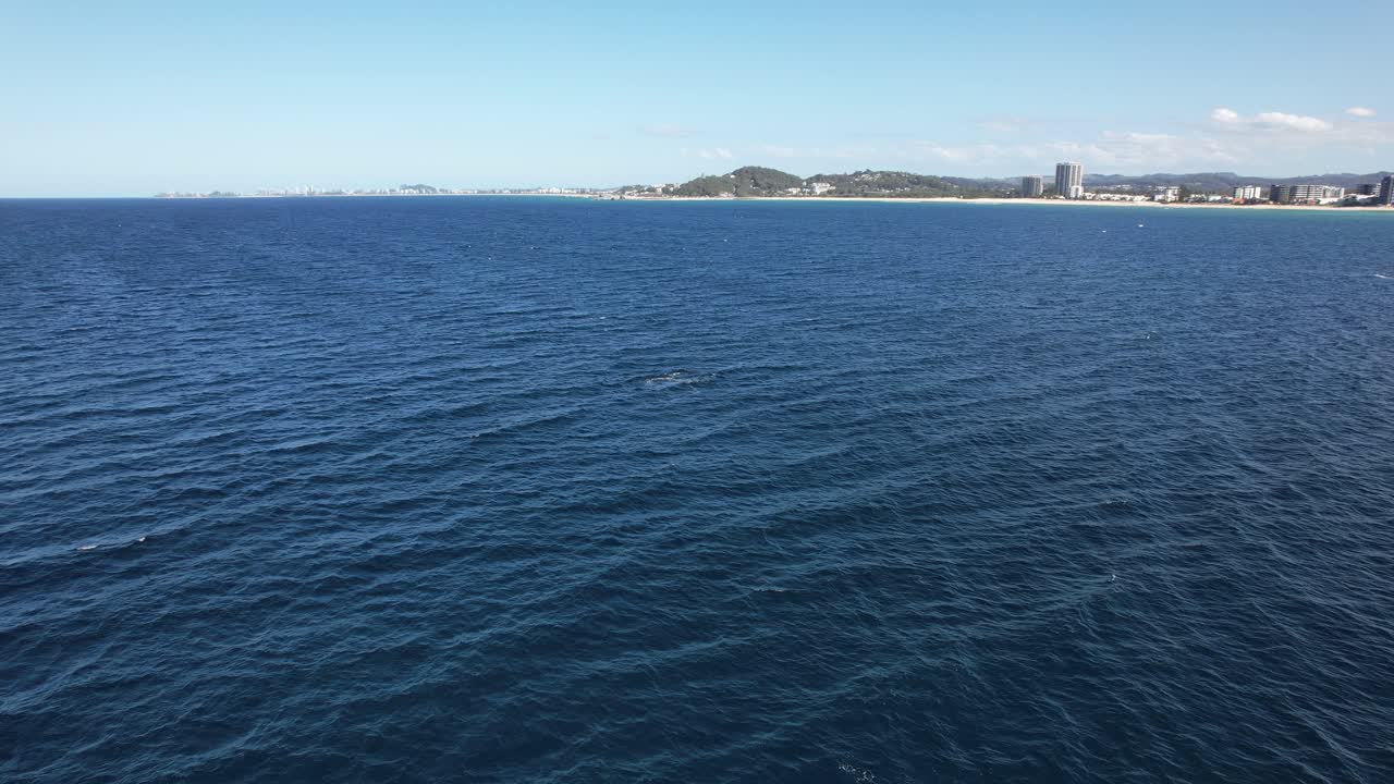 Palm Beach And Burleigh Mountain (Burleigh Head) On The Gold Coast, Australia. Aerial Wide Shot