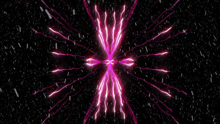 Un ammasso lampeggiante che forma archi rosa, arti in movimento che esplodono, nucleo pulsante che collassa e mostra energia