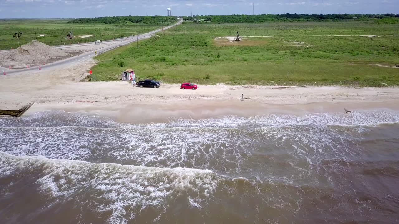 playa y olas en galveston