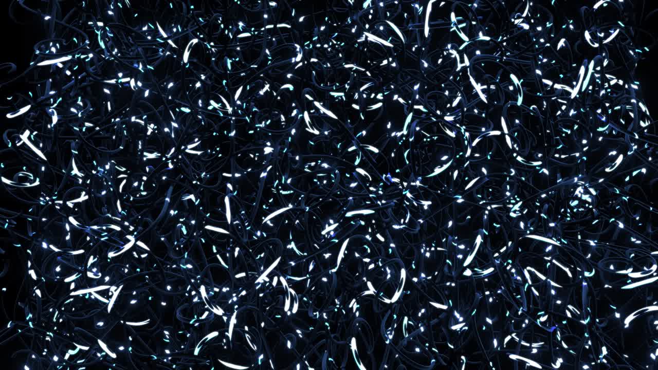 abstract looped 4k fondo oscuro con luz de neón azul que se ejecuta en tubos curvos. bg para espectáculos festivos o eventos de vacaciones, exposiciones, festivales o conciertos, videos musicales, vj loop para clubes nocturnos
