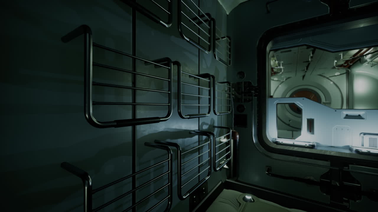 미래의 우주선 복도