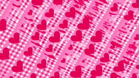 romantic pink heart and stripe pattern
