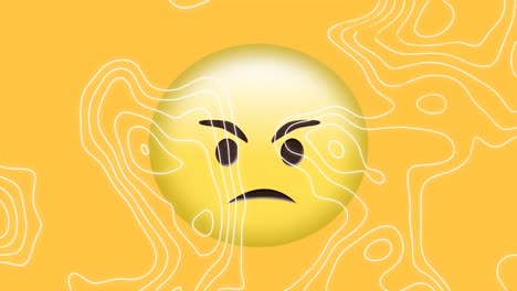 animation of white contour lines moving over angry emoji on yellow background