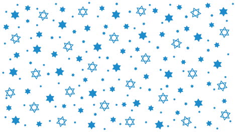 loop animated pattern with blue jewish stars on white background. simple motion graphic.