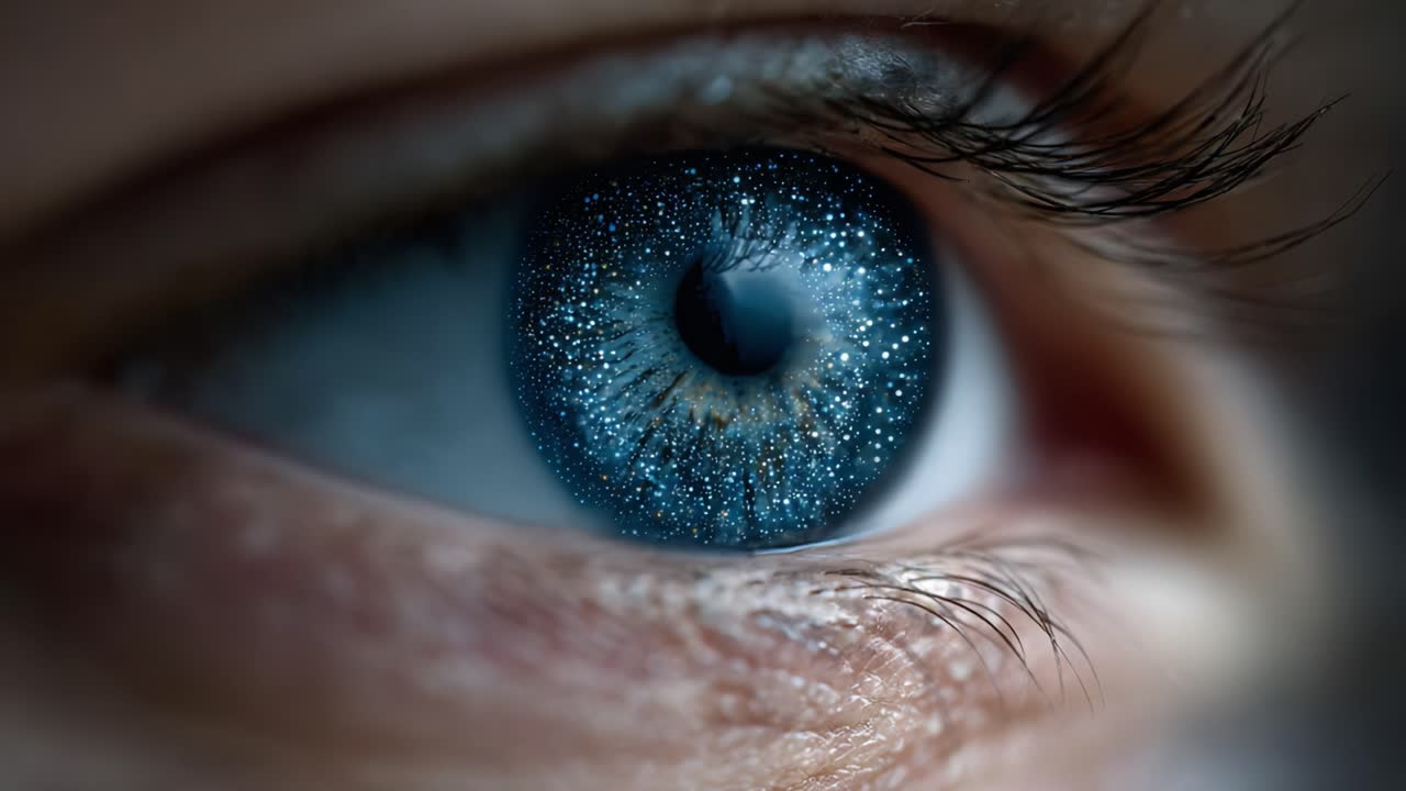 Captivating Close-up of a Cosmic Eye: An Enchanting Glimpse into the Depths of the Universe, Sparkling with Stars and Mystique