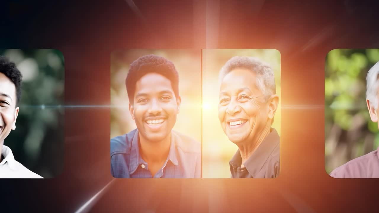 다양한 나이와 인종의 웃는 남성들의 다양한 그룹