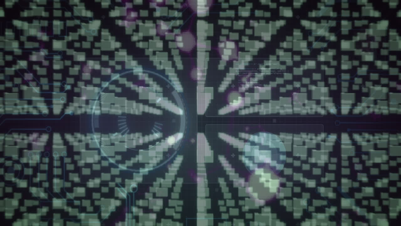 Animation of security padlock and data processing over navy background