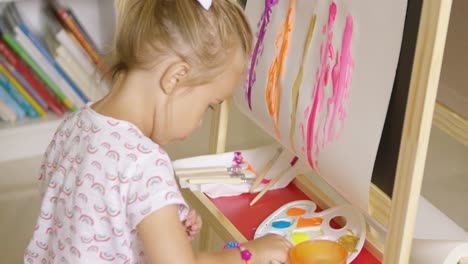 cute little girl mixing paints for her painting