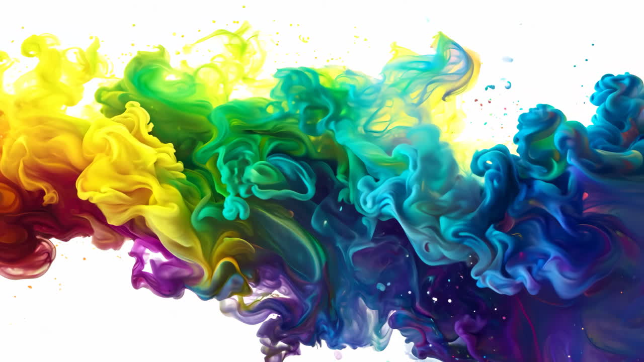 A colorful rainbow with a white background. The rainbow is made up of different colors, including red, orange, yellow, green, blue, and purple