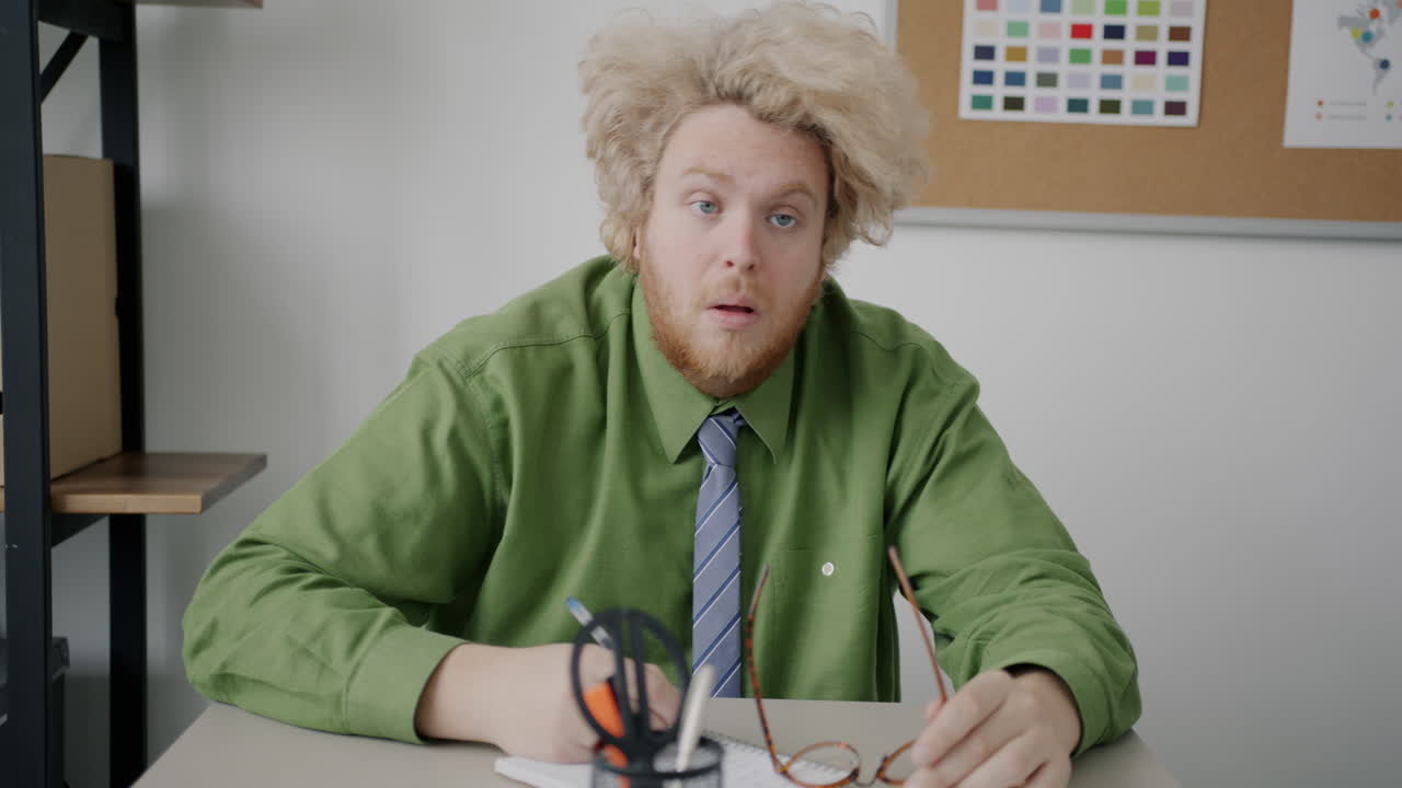 Sleepy Employee in Office