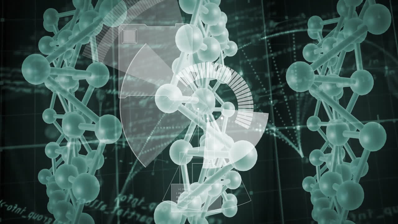 Processing scientific data, DNA strand and binary coding animation in school setting