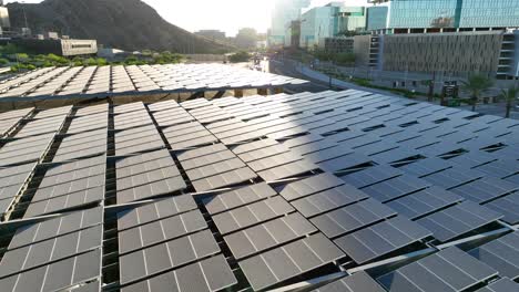 solar panels above parking garage in luxurious corporate area