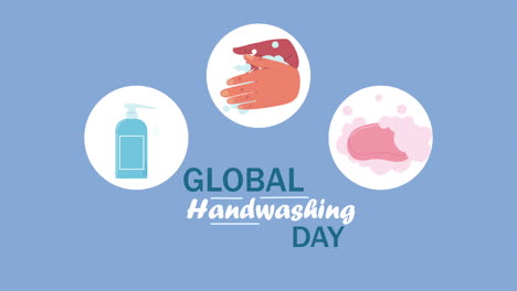 letras del día mundial del lavado de manos con íconos establecidos