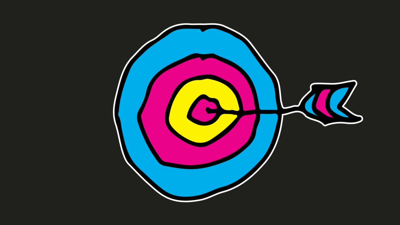 niños dibujando un fondo negro con el tema del objetivo de la flecha