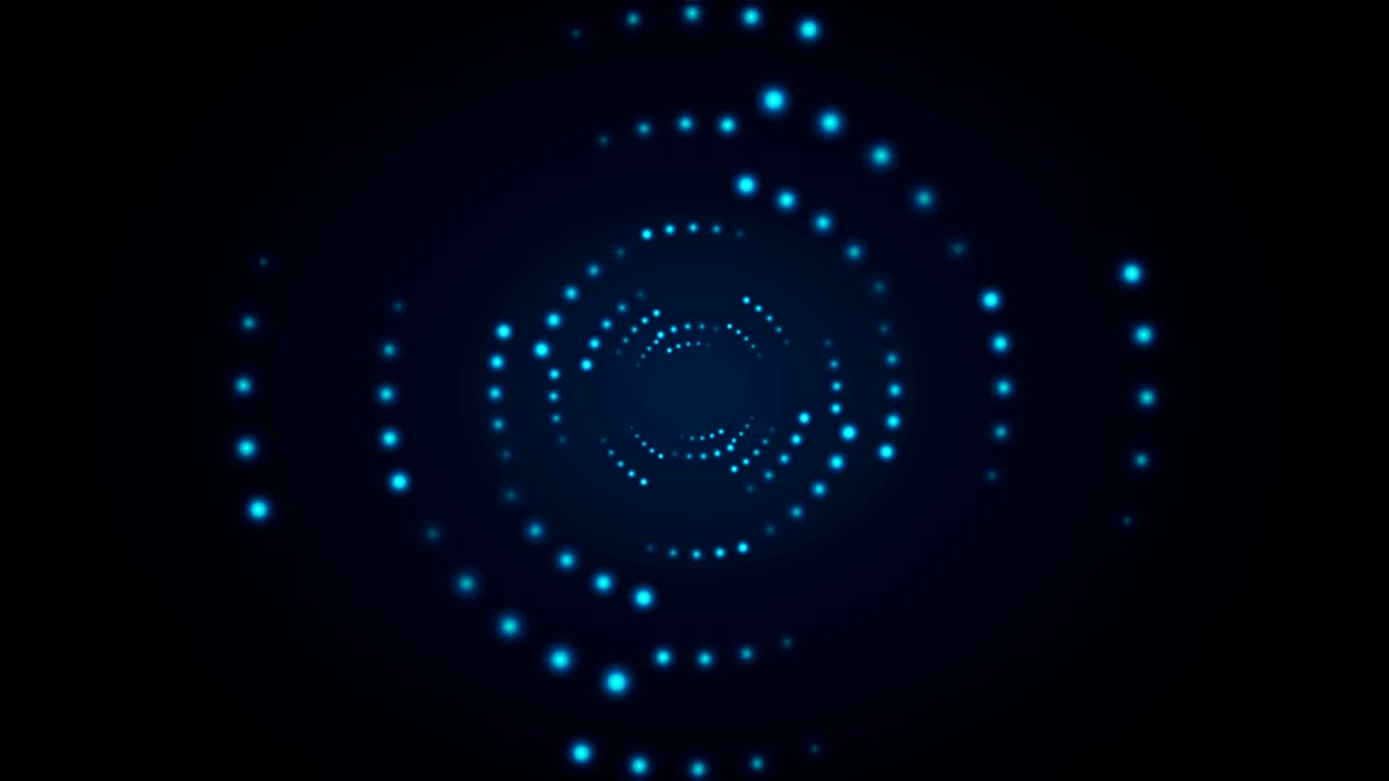 Dark blue abstract glowing round lights video animation
