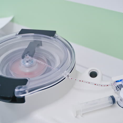 platelet-rich plasma preparation. plasma in syringe. centrifuge.