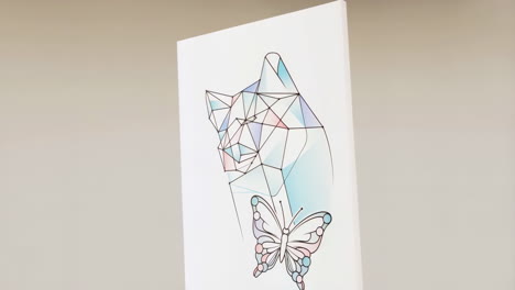 geometric cat and butterfly illustration
