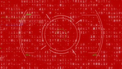 digital animation of scope scanning over binary coding data processing against red background