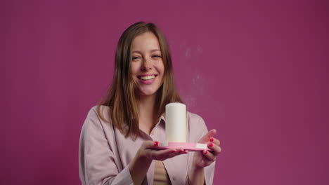 woman celebrating with a candle