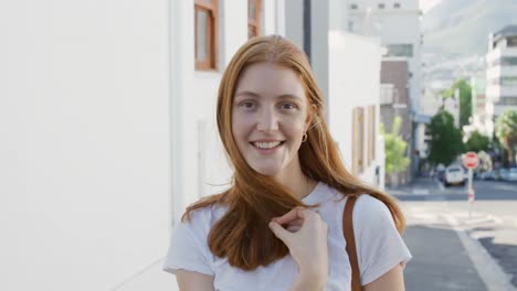 portrait of a young woman in the street