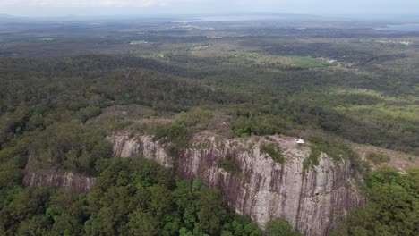 aerial view of mount tinbeerwah lookout at tewantin national park in queensland, australia. panning shot