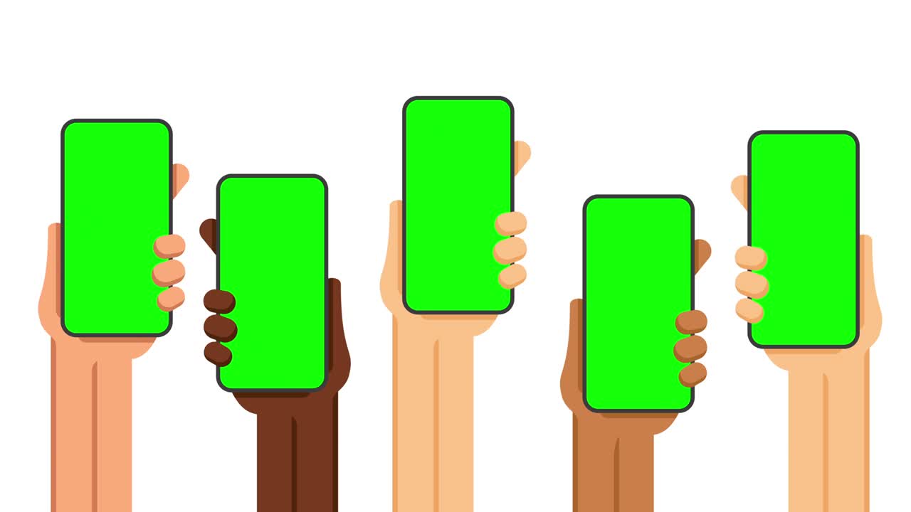 Hands Holding Phones. Empty Screens. 4K Video