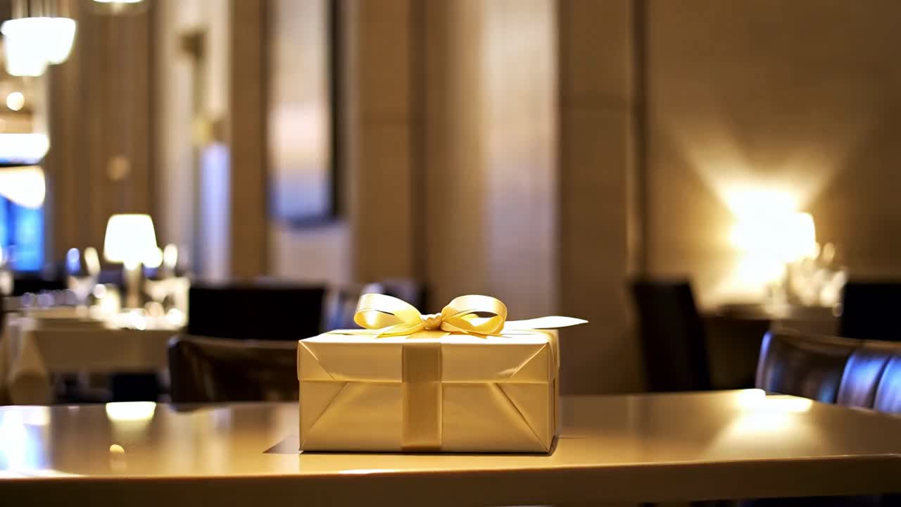 Gift on a restaurant table