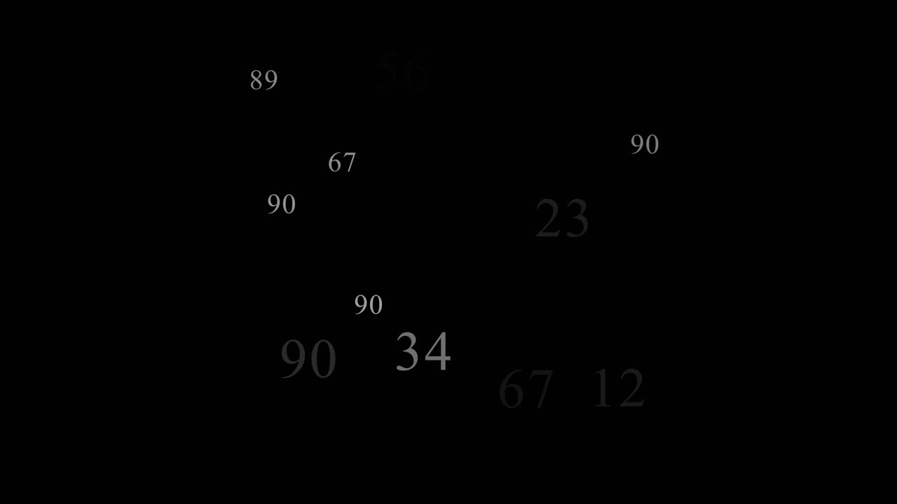 Complex numerical code made with numbers displayed in white on a black background