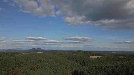 aerial shot, beautiful day and breathtaking scenery of the czech countryside