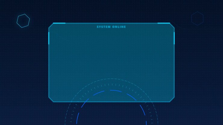 Digital HUD Interface with System Online Text Overlay