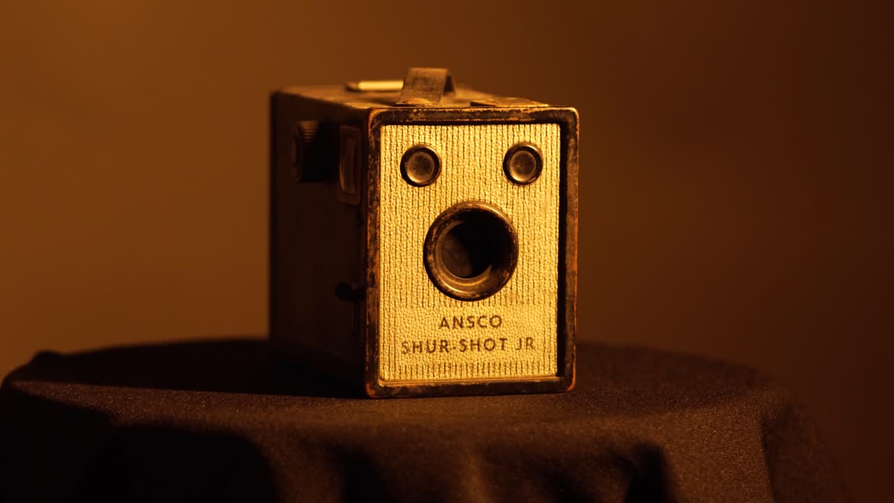 Slow Push in on Old Box Camera from 1940's