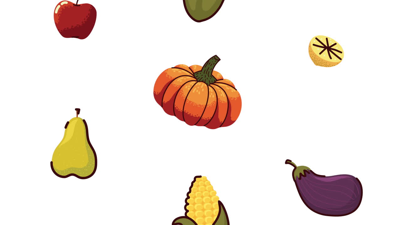 animación del patrón de las verduras de la temporada de otoño