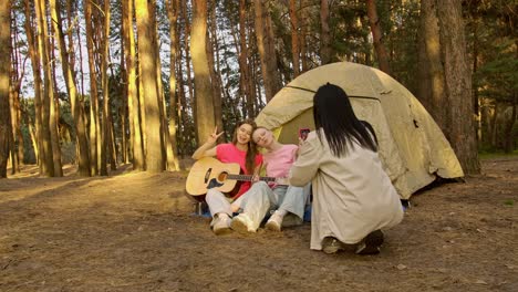 Girls Camping Trip in the Forest