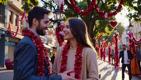 couple sharing a romantic moment outdoors