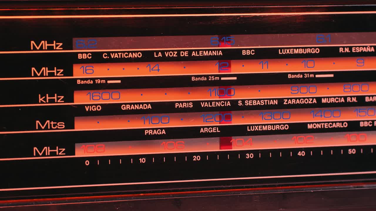 Old Retro AM FM Radio with tubes, Hand Changing stations , bulb vintage music player.