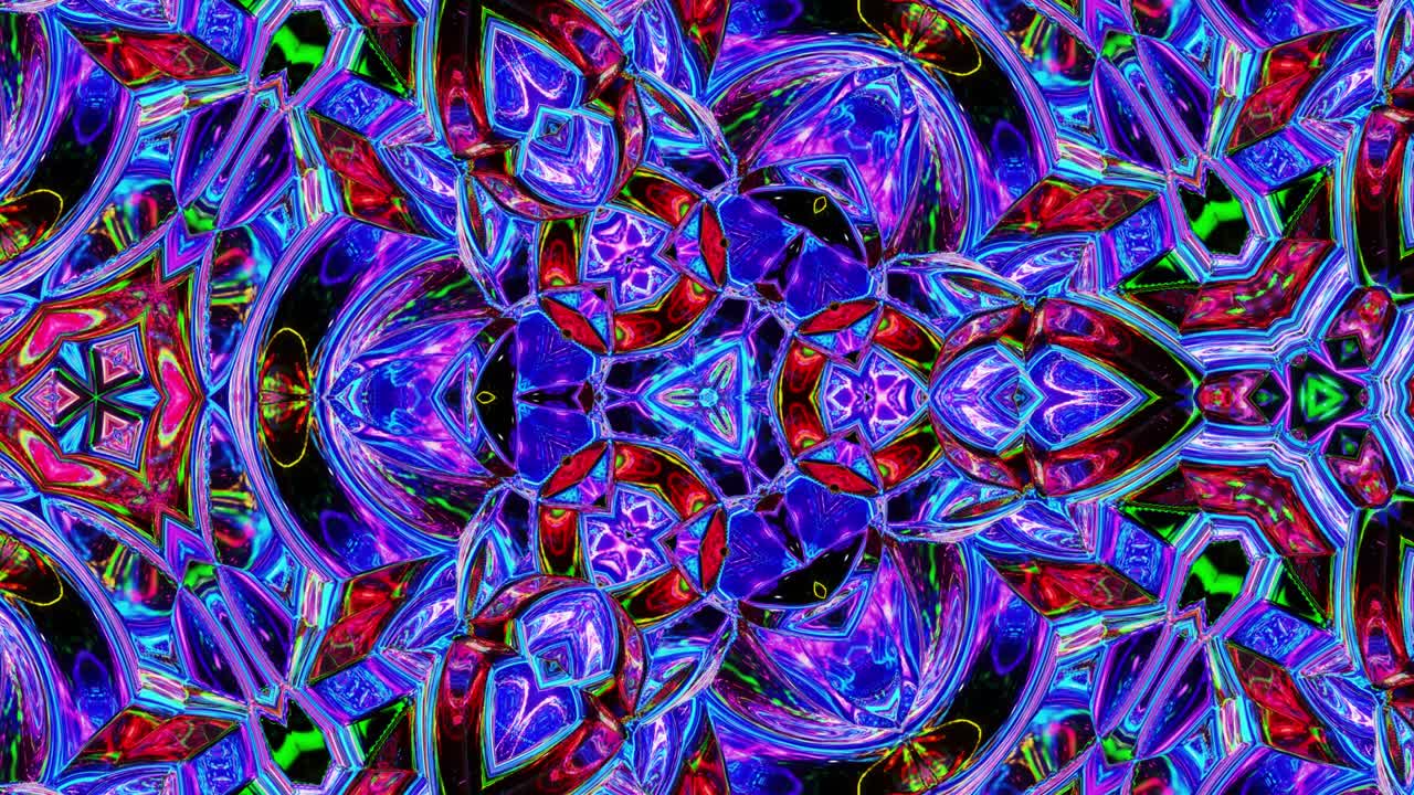 patrón simétrico iridescente líquido como el caleidoscopio con ondas. 3d elegante bucle abstracto bg, estructura ondulada de vidrio líquido brillante con hermosos colores de gradiente. 4k