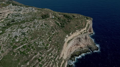 gigantic precipices of dingli cliffs overlooking the mediterranean sea in western malta