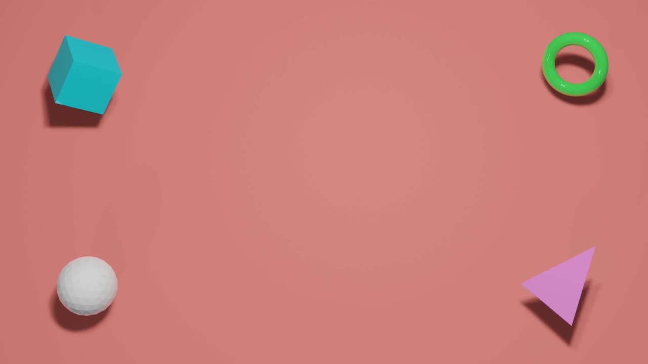 Abstract colourful geometry moving on orange background 3d rendering