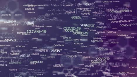 Animation-of-information-COVID-19-written-in-white-letters-over-formulas-in-a-purple-background