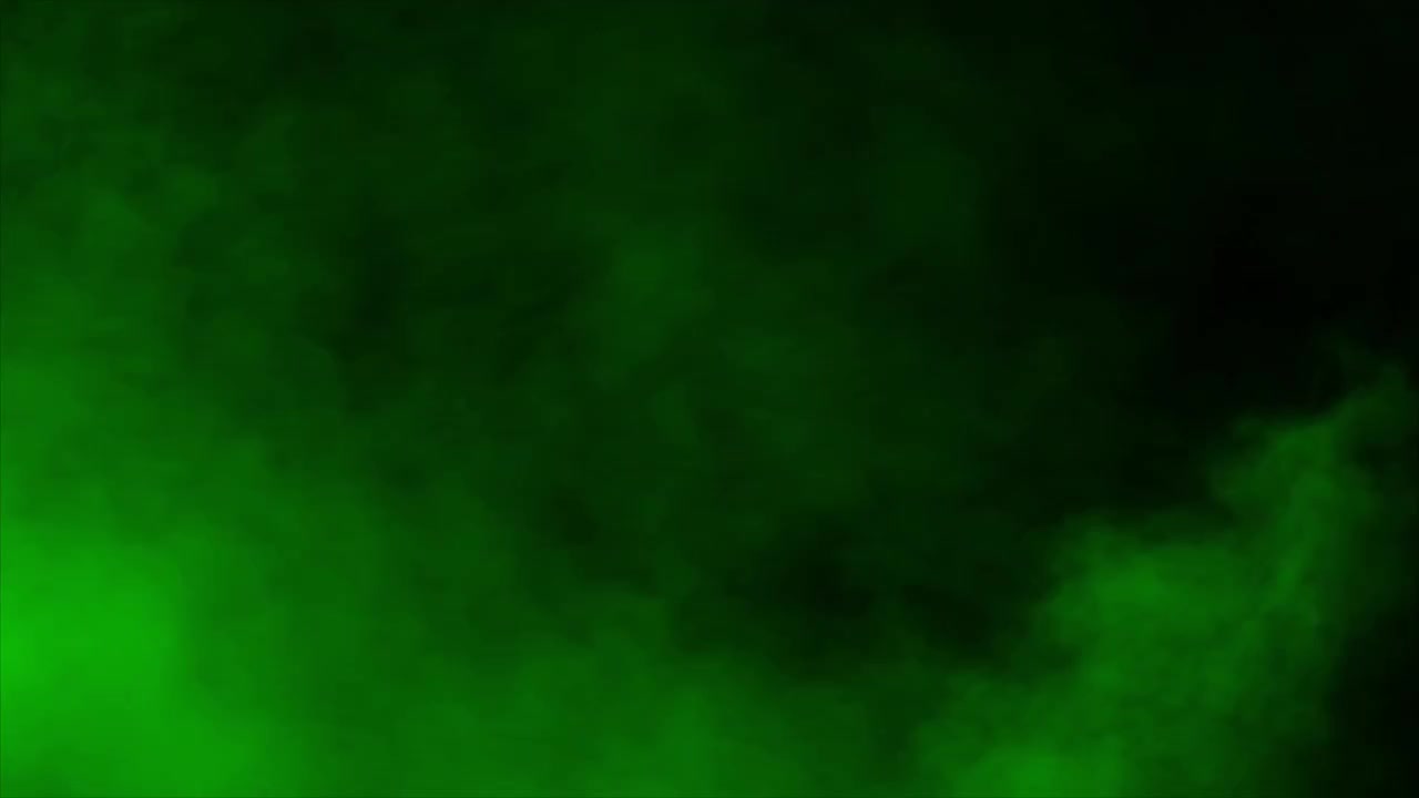 Realistisk grøn røg, tåge eller dis driver og hvirvler på sort baggrund. Ideel til overlejringer, special effects og til at skabe en mystisk, giftig, radioaktiv eller magisk atmosfære.